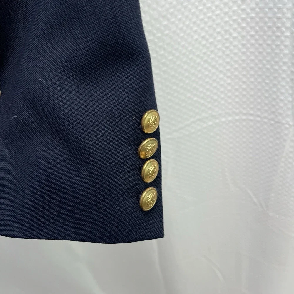 Vtg Ralph Lauren Chaps Blue Wool Blazer Gold Buttons 44R Preppy Country Club